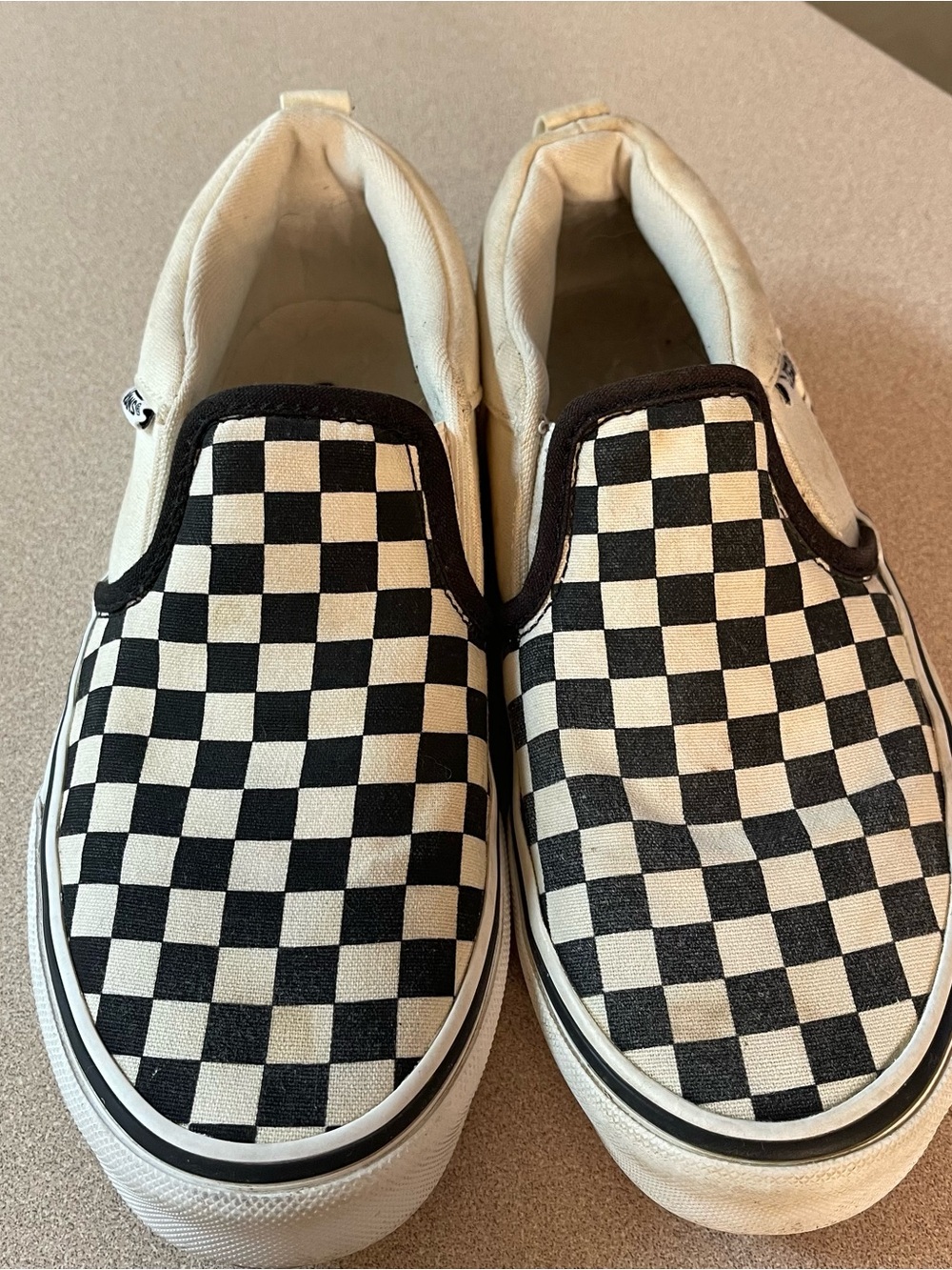 Vans Kids Black & White Checkerboard Slip-On Sneakers